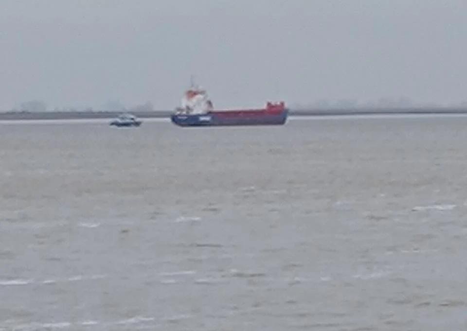 Cargo ship on a waterway
